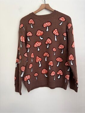 Earthbound brown mushroom sweater crewneck M